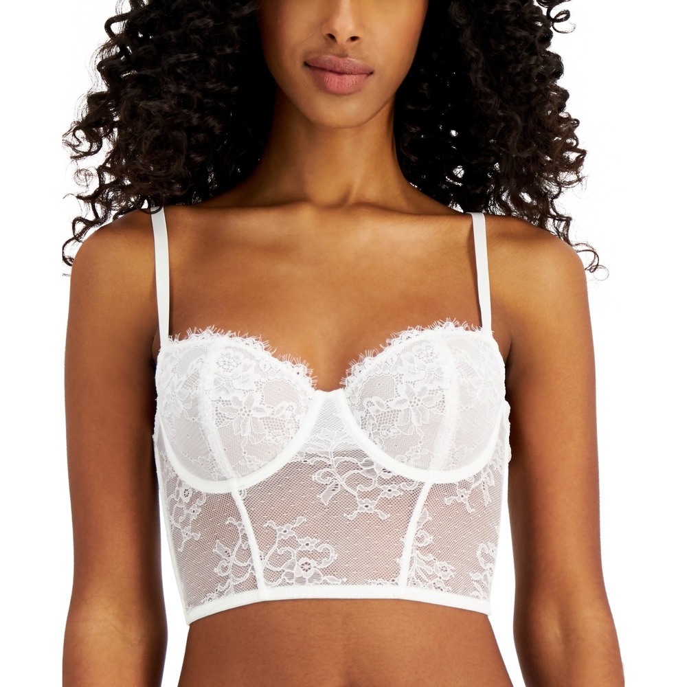 INC Women's Lace Bustier‎ - Washed White - Size Medium